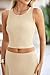 PRETTYGARDEN Women's 2 Piece Maxi Skirt Sets Casual Summer Knit Cropped Tank Top High Waisted Long Skirts Outfit (Beige,Large)