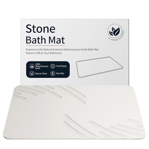 ZIKIBL Stone Bath Mat Diatomaceous Earth Shower Mat Super Absorbent