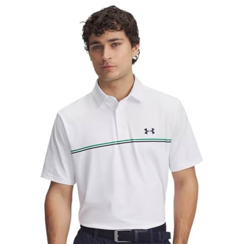 Image of Under Armour Playoff Golf Polo 3.0 Stripe for Men, Size, White, XL