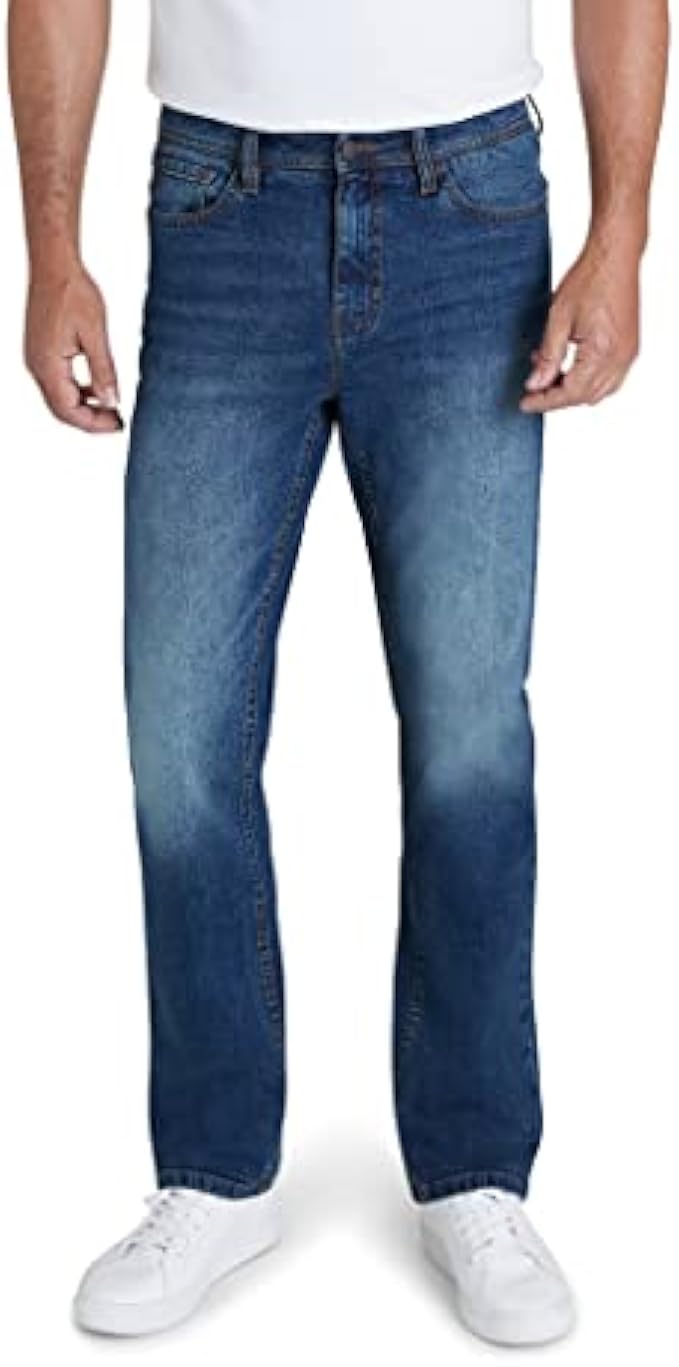 IZOD Men's Jeans - Comfort Stretch Denim Straight Leg Relaxed Fit Jeans for Men