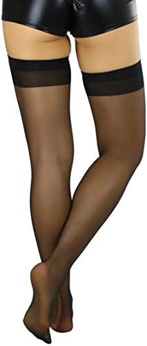 Image of ToBeInStyle Women's Sheer Banded Thigh High Socking w /Opaque Band