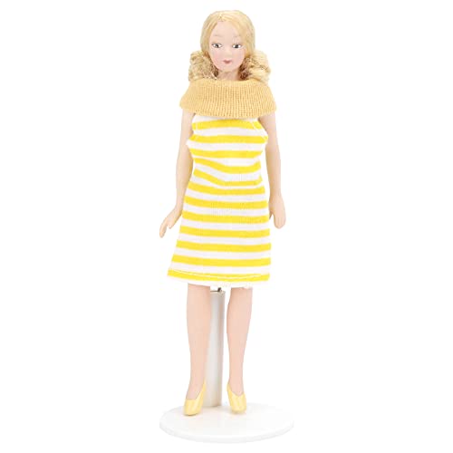 Muñeca para Casa de Muñecas 1:12 Mujer Vestido Amarillo miniatura 5