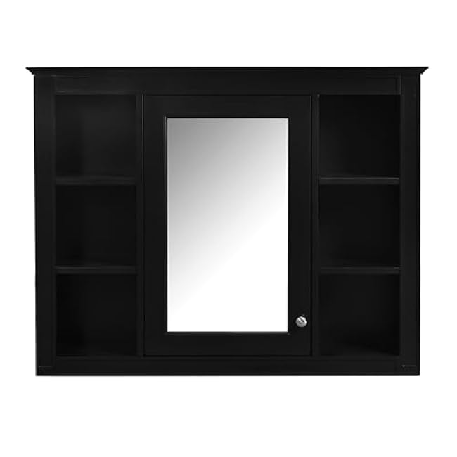 Maximize Storage with Modern Bathroom Vanity, Mirror Cabinet Combo, 2 Soft Closing Doors and 4 Drawers, Black Finish