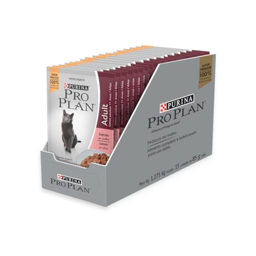 PRO PLAN Ração Úmida para Gatos Adultos Salmão ao Molho 85g - Display 15 Unidades