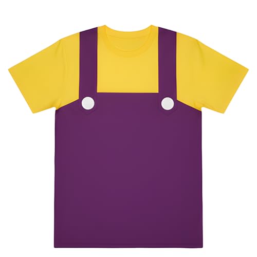 Cosplaya Colored Overalls Shirt for Mens - Men Women Teens Tshirt Onesie Cosplay Halloween Christmas Costumes M Yellow Purple