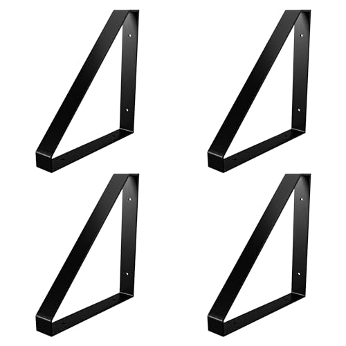 Amig - Pack of 4 Triangular Brackets for Industrial Shelving, Black, Set of 4