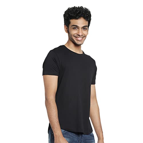 Image of Bewakoof Black Half Sleeve Apple Cut T-Shirt