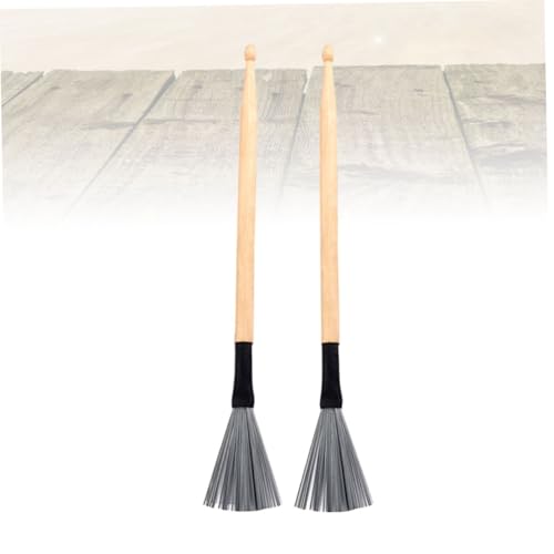 2 piezas de baquetas para batería con cepillo de alambre de acero, para principiantes y jazz miniatura 2
