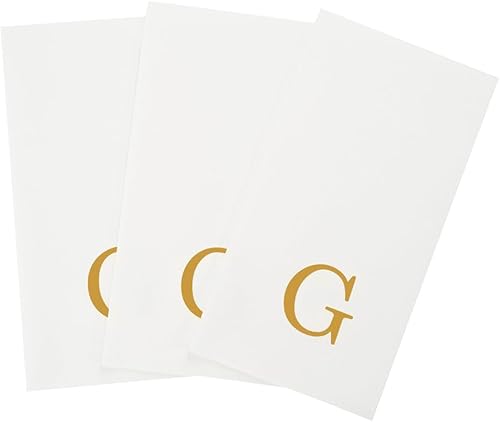 Miniatura 10 de Luxenap - Toallas de invitados de sensación de lino de 15.8 x 7.9 pulgadas, 50 toallas de mano con letras - Letra 'G' dorada, fuente Sans Serif,