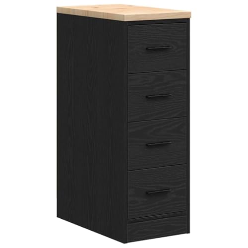 vidaXL - Garage Storage Cabinet/Tool Organizer - Black - Solid Pine/Engineered Wood - 30x51x85 cm - Multi-Use Workshop/Utility Room Furniture
