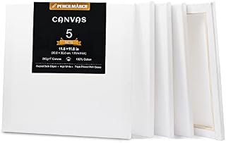 Blank Canvas for Painting 5pcs 11.8x11.8 inches Artist Canvases Frame Board Panels, 100% Cotton Acid Free Triple Primed Medium Grain Professional Artist Canvases for Watercolour Oil Acrylic Painting