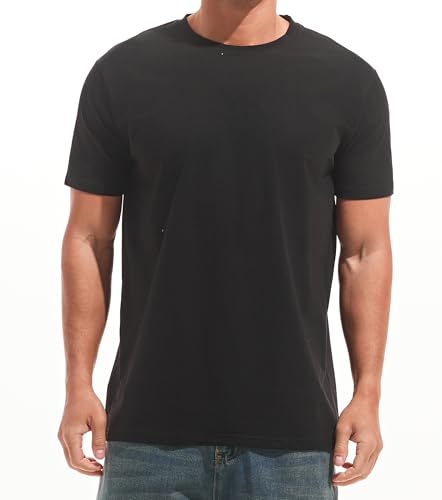 Image of RONOMO Men's Solid Color Comfortable Ice Feeling T-Shirt JS Black L
