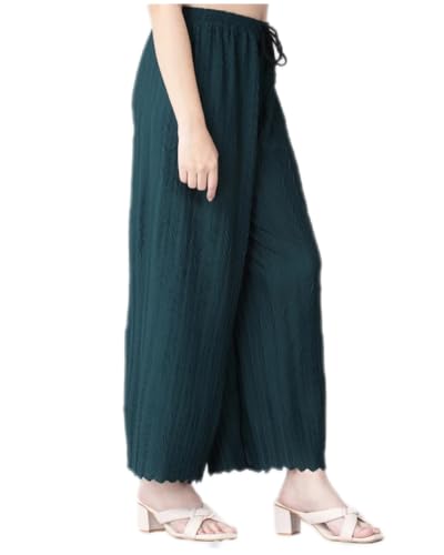 Image of Pack of 2 Women Palazzo Pants | Wide Leg Loose Fit | Combo Pack | Free Size M-3XL | Stretchable Waist | Casual Wear, Office Wear, Home Wear Palazzo