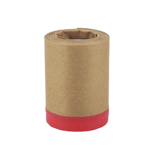 Image of Pre-Taped Masking Paper Automotive Paint Masking Paper Kraft Paper Natural Fiber Material 1 Pc 1500x10cm / 49.21ftx3.94 inch Brown Red