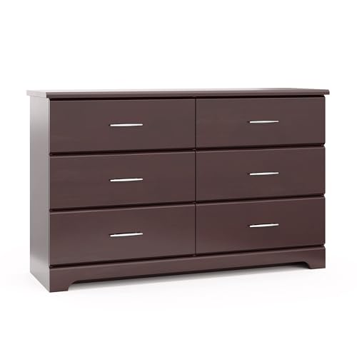Storkcraft Brookside 6-Drawer Dresser (Espresso) – GREENGUARD Gold Certified, Kids & Nursery Storage Chest, Durable Bedroom Dresser, Safety Interlocking Drawers, Pre-Installed Tracks