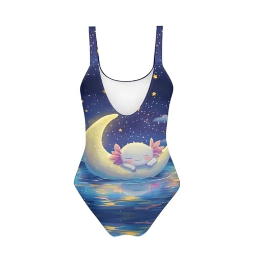Image of One Piece Bathing Suit for Teen Girls Comfy Crewneck Backless Bathing Suit