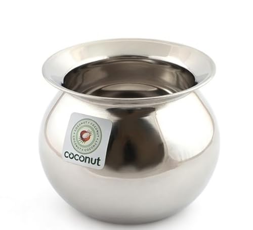 Image of Coconut Stainless Steel Heavy Gauge Pongal Pot | Gundu Balloon Handi | Multipurpose Steel Cooking Vessel | Rust Resistant, Durable Kitchen Pot for Daily & Festival Use (4000ml)