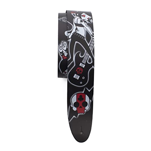 Perri's Leathers Ltd.- Guitar Strap- Direct To Leather- Official Licensing DAVID BOLLT- Club Girls- Adjustable - For Acoustic/Bass/Electric Guitars - Made in Canada (DTL25BT-11056)