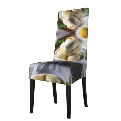 YYHHAOFA Fundas extraíbles para sillas de comedor con estampado de helado de manzanilla, suaves, cómodas, resistentes a las arrugas, no necesita planchado, elásticas para la mayoría de sillas sin