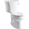 Kohler KOH3948-RA-0 1.28 GPF Two-Piece Elongated Toilet with 14" Rough In and Right Hand Trip Lever from the Wellworth Collection White