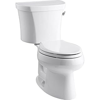 Kohler KOH3948-RA-0 1.28 GPF Two-Piece Elongated Toilet with 14" Rough In and Right Hand Trip Lever from the Wellworth Collection White