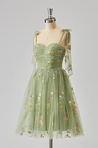 UZN Short Flower Embroidery Tulle Homecoming Dresses for Teens A Line Formal Party Prom Gowns4