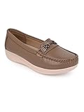 VEEFOX Womens Loafers | Comfortable Casual & Formal Slip-On Flats for Office Brown
