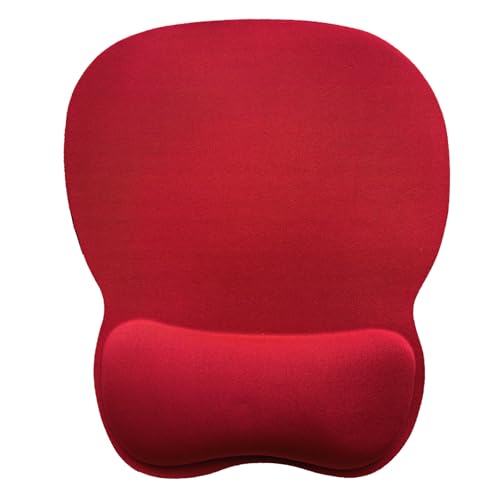 Mouse Pad with Wrist Support, Ergonomic Mousepad with Comfortable Memory Foam Wrist Rest Cushion, Relieve Wrist Pain, Non-Slip Rubber Base Gaming Mice Pad for Home Office Computer Laptop, Red