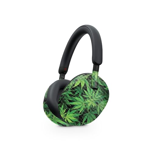 Image of MightySkins Carbon Fiber Skin Compatible with Sony WH-1000XM5 Headphones - Weed | Protective, Durable Textured Carbon Fiber Finish | Easy to Apply, Remove, and Change Styles