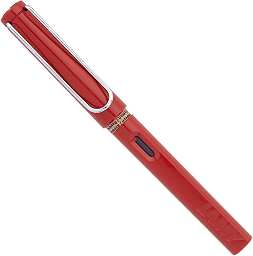 Stylo plume Lamy Safari rouge à plume moyenne en acier pour correspondance fine
