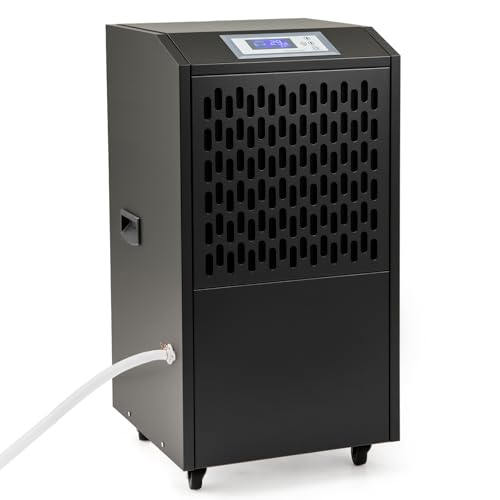 GOPLUS Deshumidificador Comercial Portátil, Deshumidificador Industrial con 4 Ruedas, Gran Capacidad de Deshumidificación de 118L/Día, con Temporizador 0-24 Horas, para Almacenes y Bodega (Negro)