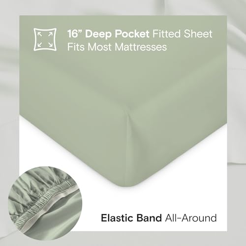 Sijo AiryWeight Tencel Sheet Set, 100% Lyocell Derived from Eucalyptus, Buttery Soft, Architectural Digest 2022 Best Cooling Sheets Winner - 3pc - 2 Pillowcases 1 Fitted (Sage, King)
