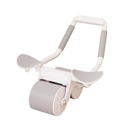 DancJulie 腹筋ローラー 自動リバウンド 腹部クランチエクササイズ 腹筋トレーニング 男性と女性用 家庭用 肘サポートローラー フィットネス機器 (タイマーなしの白)