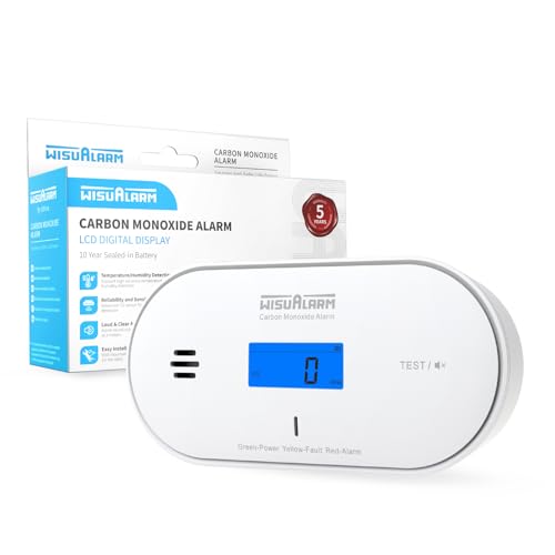 Kohlenmonoxid Melder, CO-Alarm, Temperatur- und Feuchtigkeitserkennung, 10 Jahre batteriebetrieben mit LCD-Display Kohlenmonoxid Melder, CO-Alarm, Temperatur- und Feuchtigkeitserkennung, 10 Jahre batteriebetrieben mit LCD-Display