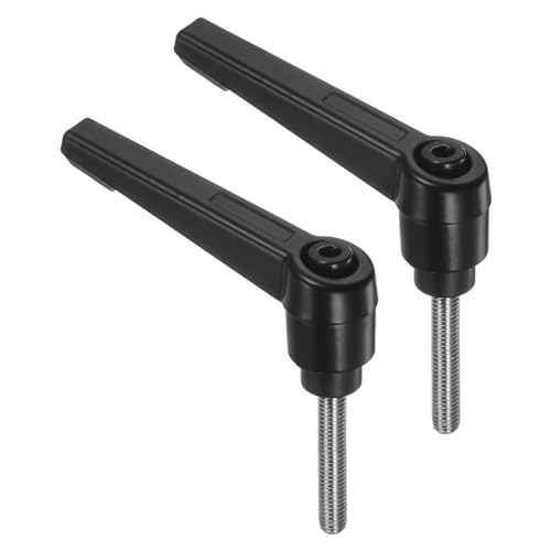 Image of uxcell 2pcs Clamping Lever Handles, M5 x 30mm 304 Stainless Steel Threaded Male Stud, Adjustable Handles Locking Quick Release Ratchet Push Button Bolt Knobs, Black