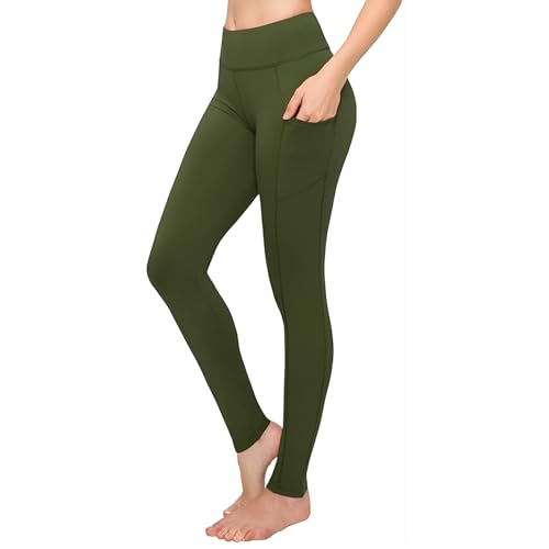 SATINA High Waisted Olive Leggings for Women - Soft, Stretchy