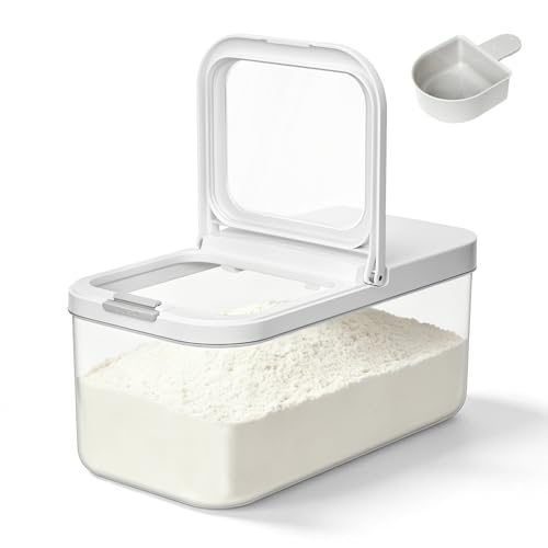 ZgoEC Distributeur de Riz de 5 kg - Récipient de 6 Litres - En Plastique Hermétique avec Couvercle et Verre Doseur - Boîte de Rangement Transparente - Pour...