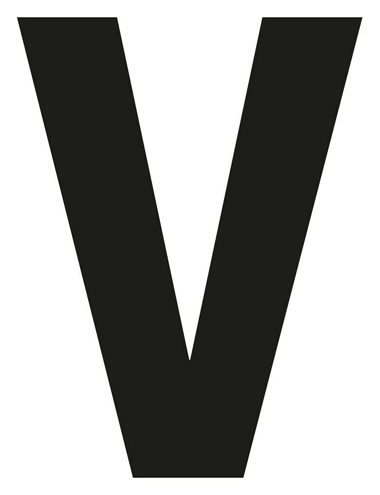 Bulk Hardware BH04055 Black Vinyl Stick On Wheelie Bin Post Box Crate Dust Bin Letters 75mm (3 inch) Letter V - Pack of 4