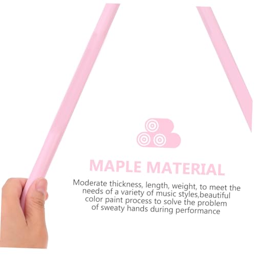 Beaupretty 2 pares de baquetas de madera de maple rosa, palillos de percusión ligeros antideslizantes para principiantes y bateristas juveniles y adultos, accesorio musical versátil miniatura 3