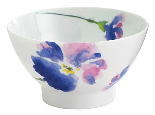 セラミック藍 花一会 飯椀 パンジー サイズ:約φ11 H6.1 03833