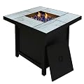 Four Seasons Courtyard 32" Steel 50K BTU Smokeless Propane Gas Fire Pit Square Table Fireplace for Outdoor Backyard Patio, Deck & Porch Heating, Black