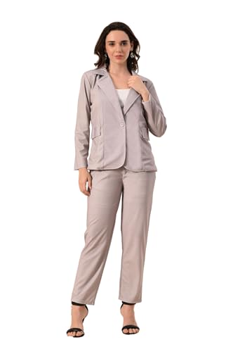Image of Women's 3-Piece Formal Suit Set - Cotton Blend Blazer, High-Waist Pants & Camisole | Stylish Business Attire & Office Wear for Work, Interviews & Events