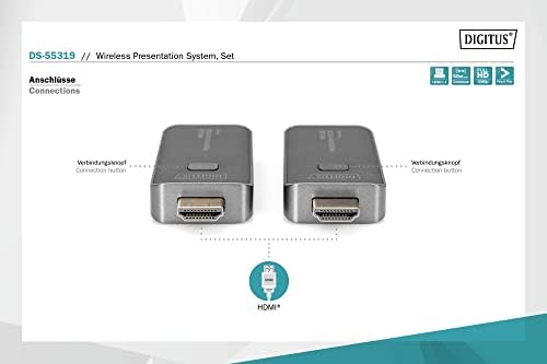 DIGITUS Bezprzewodowy system do prezentacji  do laptopa, tabletu, smartfona  plug and play  nie wymaga aplikacji/sterownika  kolor czarno-srebrny