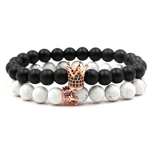 Bracelets de couple en pierre de lave diffuseur d'huile essentielle duo perles 8mm