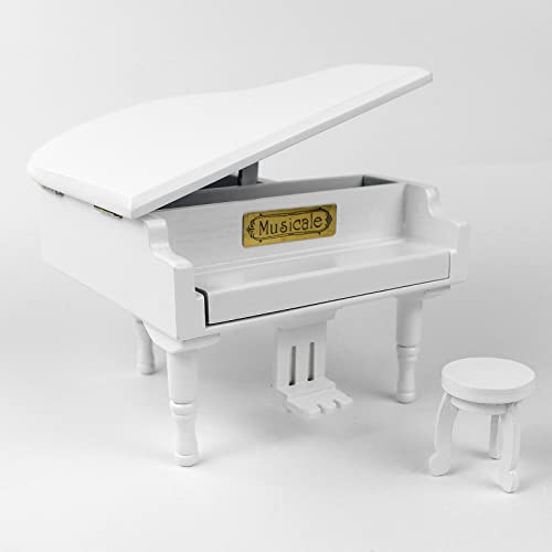 Sinzyo Wooden You are My Sunshine White Piano Shaped Music Box with Birthday Gift for Valentine's Day