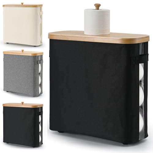 32L bamboo toilet paper storage basket with lid