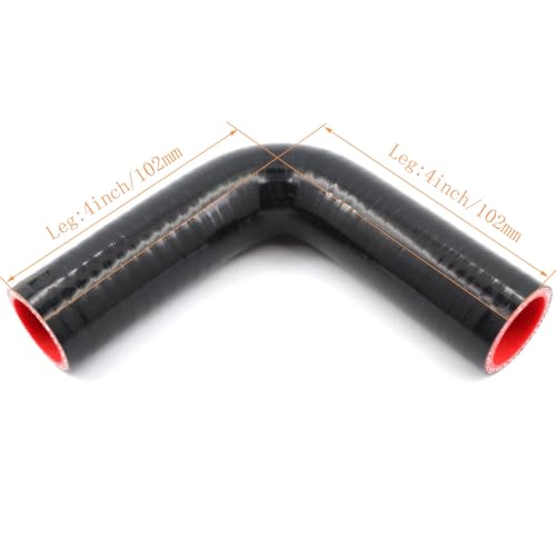 Image of 90 Degree Silicone Elbow Coupler Hose 1 3 /4 inch 4Ply for Air Intake,Turbo Intercooler 4in Length Rubber Radiator Tube Boot with 2PCS Clamps