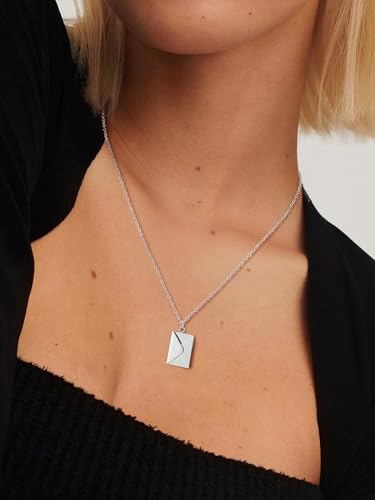 U7 Personalized Envelope Locket Necklace for Women, Custom Love Letter Message Photo Necklace With Picture Inside Lockets Mother's Day Christmas Gift for Women2