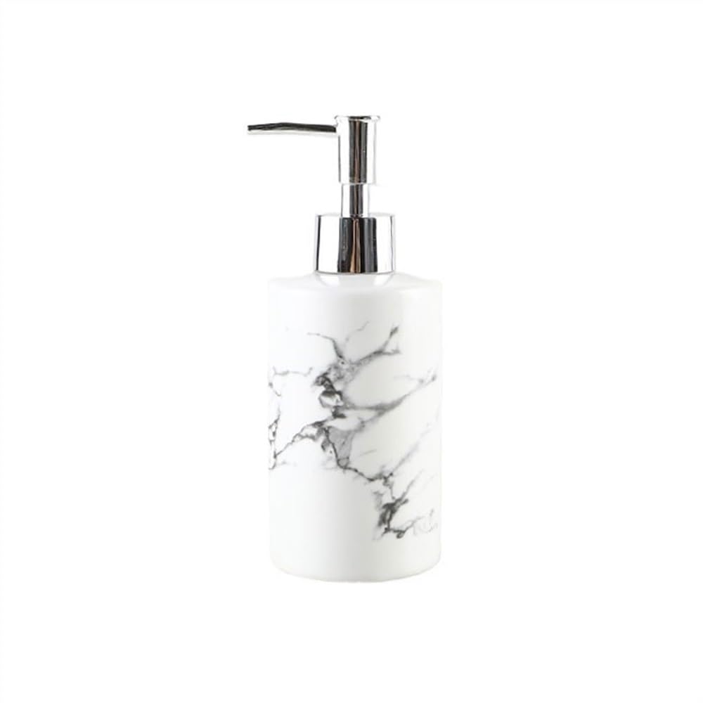 Dispenser per Doccia da 360 ml, Semplice flacone Dispenser in Ceramica Fatto a Mano con Texture Effetto Marmo, flacone per lozione a Pressione, flacone a Pressione
