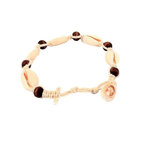Preisvergleich Produktbild Homeofying Frauen Gestrickte Holzperlen Shell Sommer Strand Fußkettchen Knöchel Armband Fußschmuck Boho Strand Berufung Urlaub Fußkettchen Für Frauen Weiß